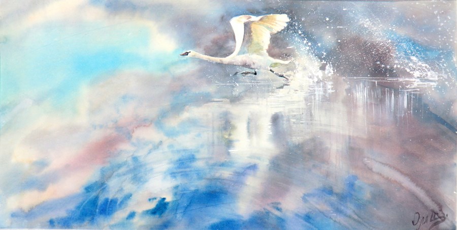 купить картину тотем художник лебедь озеро облака живопись продажа