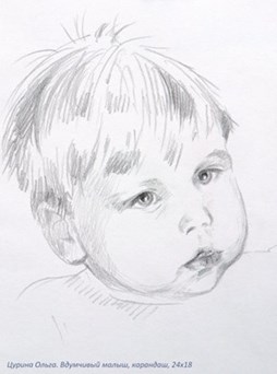 портреты детей, графика, карандаш