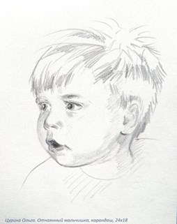  портрет ребенка, графика, карандаш